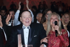 Sheldon and Dr. Miriam Adelson, moments after announcing a $12 million pledge to support Magen David Adom in Israel